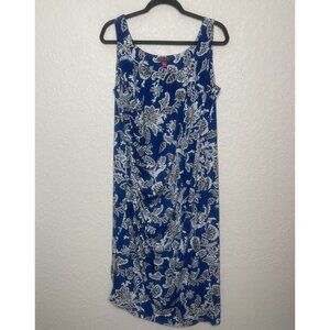 Vince‎ Camuto Midi Dress Women's Size 1X Blue/White Stretch Scoop
